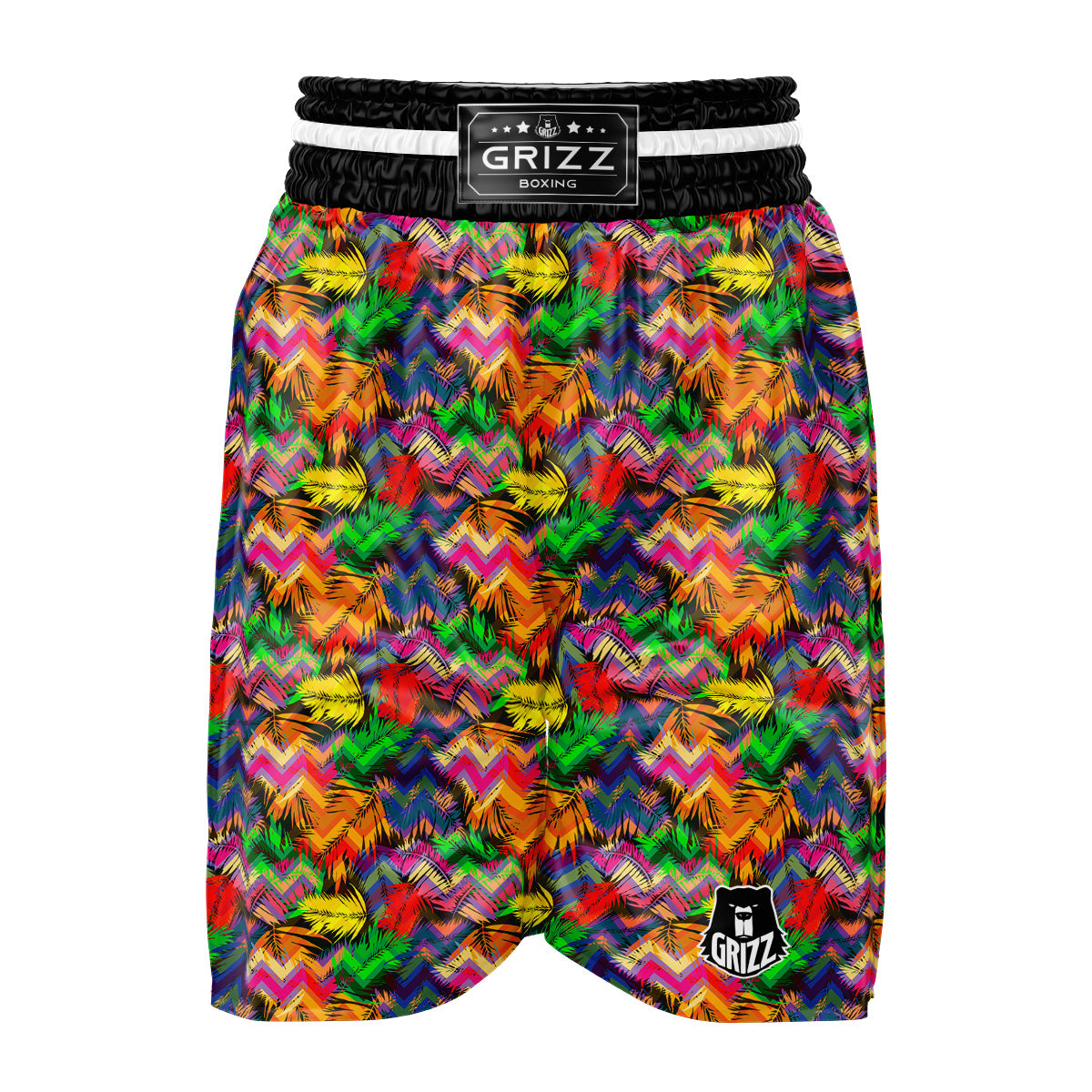Psychedelic Zigzag Tropical Print Pattern Boxing Shorts-grizzshop