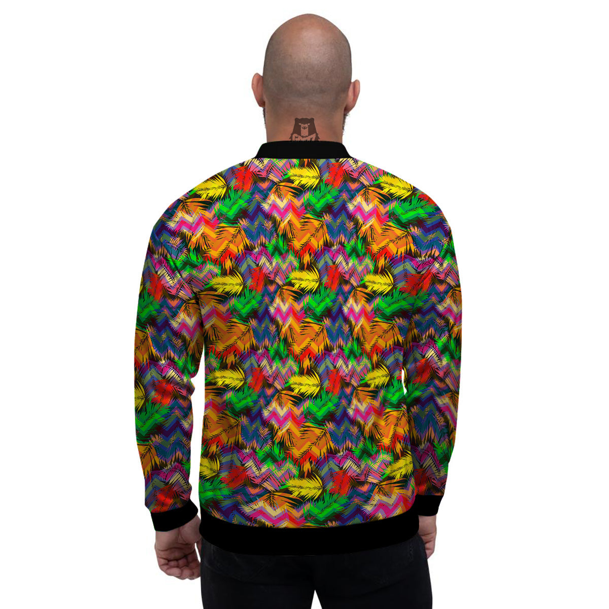 Psychedelic Zigzag Tropical Print Pattern Men's Bomber Jacket-grizzshop