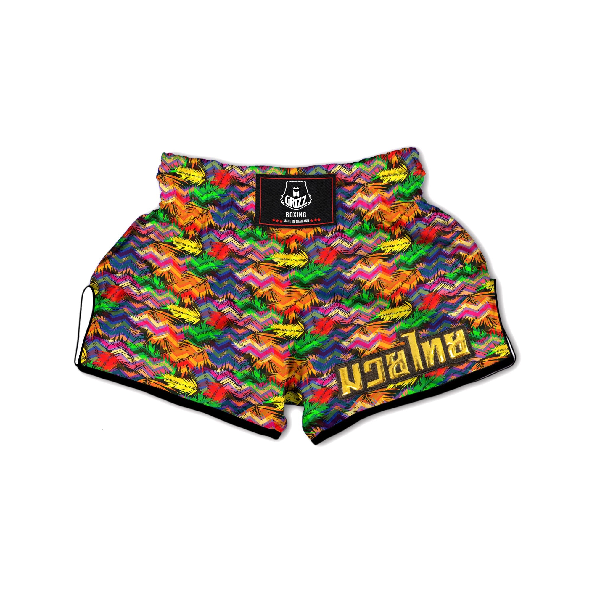 Psychedelic Zigzag Tropical Print Pattern Muay Thai Boxing Shorts-grizzshop