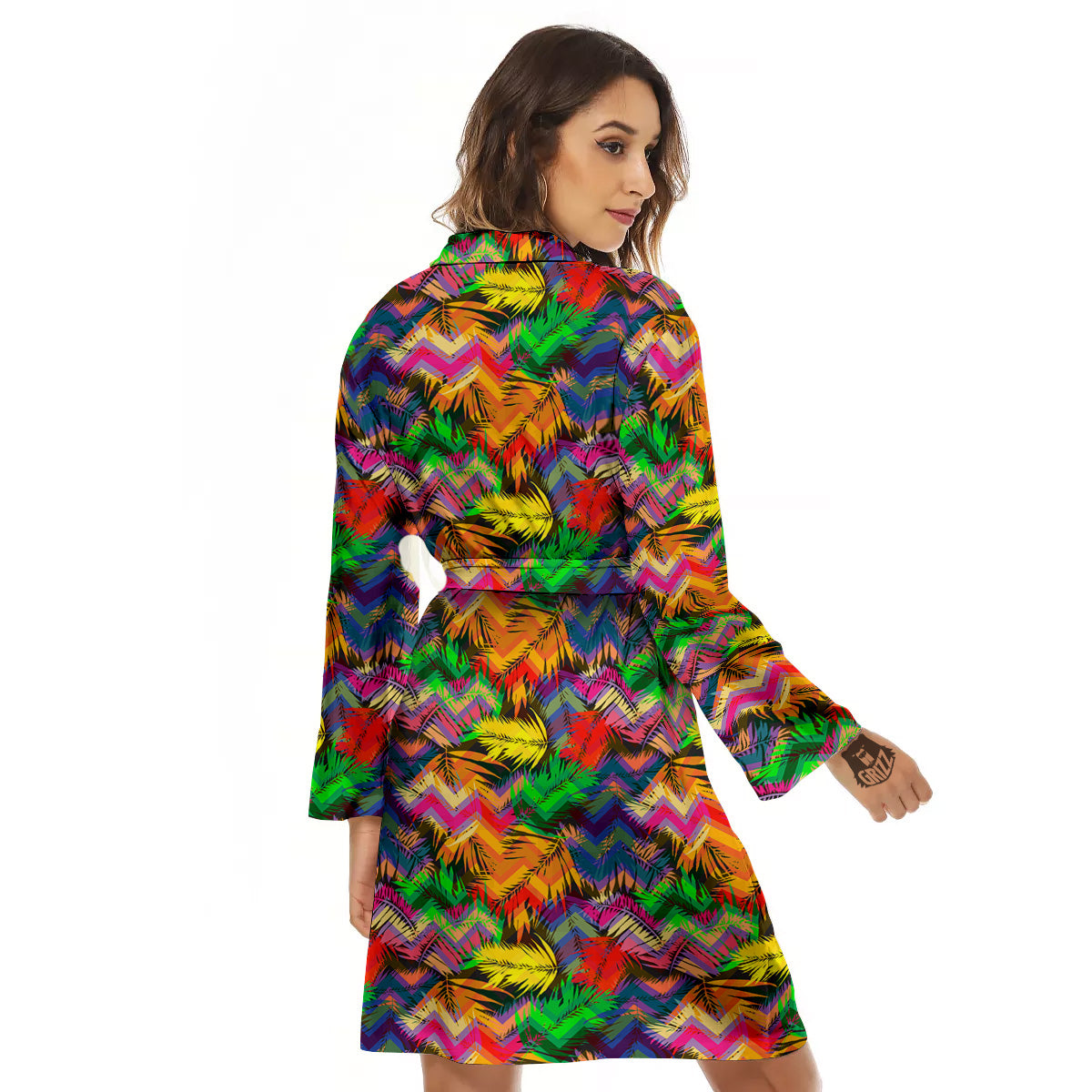 Psychedelic Zigzag Tropical Print Pattern Women's Robe-grizzshop
