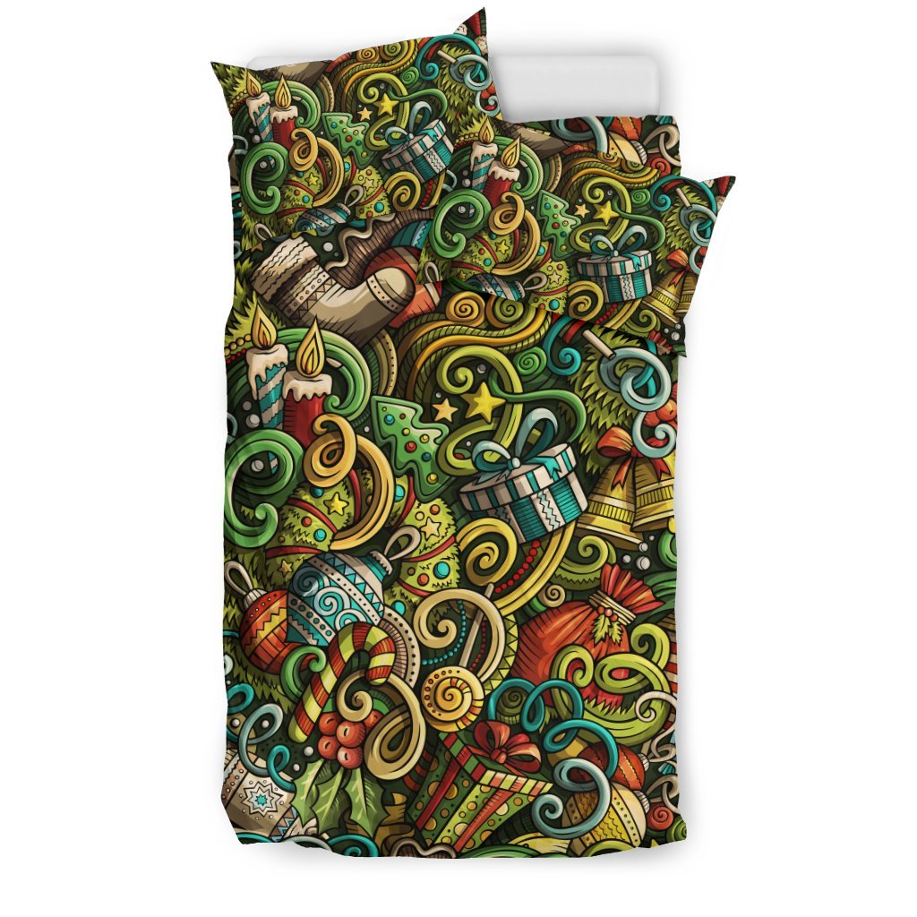 Psychedelic Christmas Pattern Print Duvet Cover Bedding Set-grizzshop