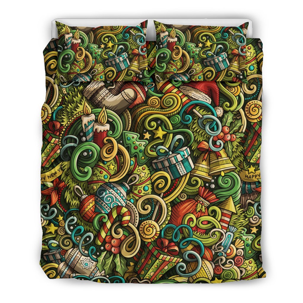 Psychedelic Christmas Pattern Print Duvet Cover Bedding Set-grizzshop
