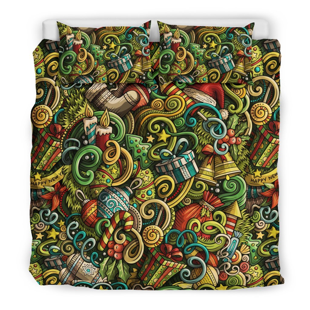 Psychedelic Christmas Pattern Print Duvet Cover Bedding Set-grizzshop