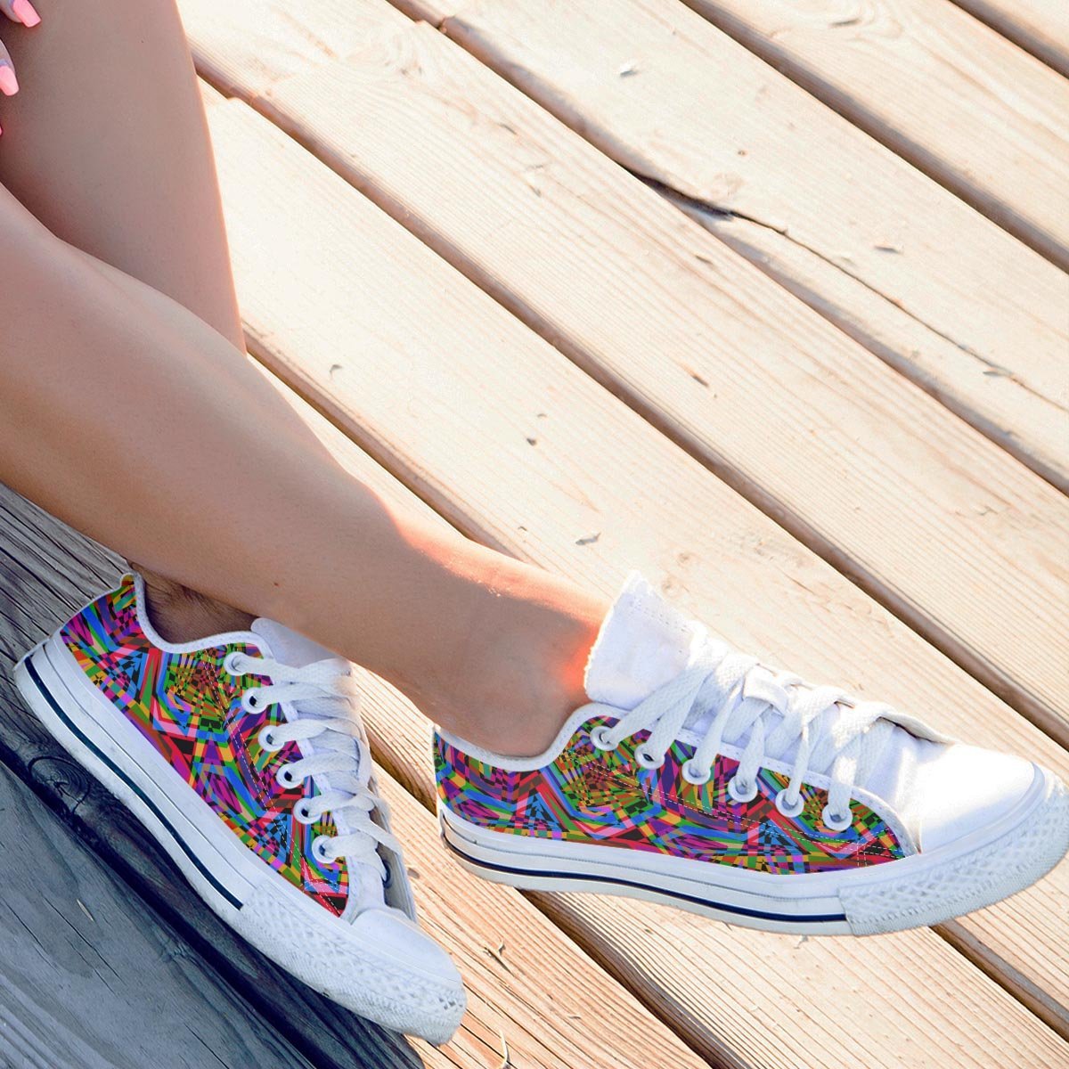 Psychedelic Geometric Multicolor Men's Low Top Shoes-grizzshop
