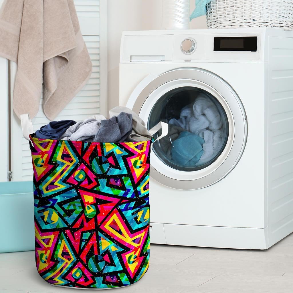 Psychedelic Geometric Print Laundry Basket-grizzshop