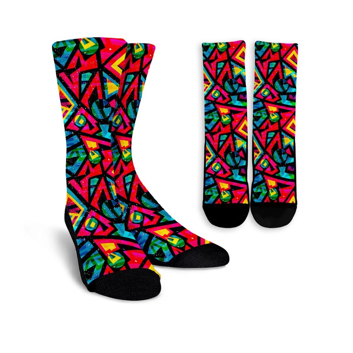 Psychedelic Geometric Print Unisex Socks-grizzshop