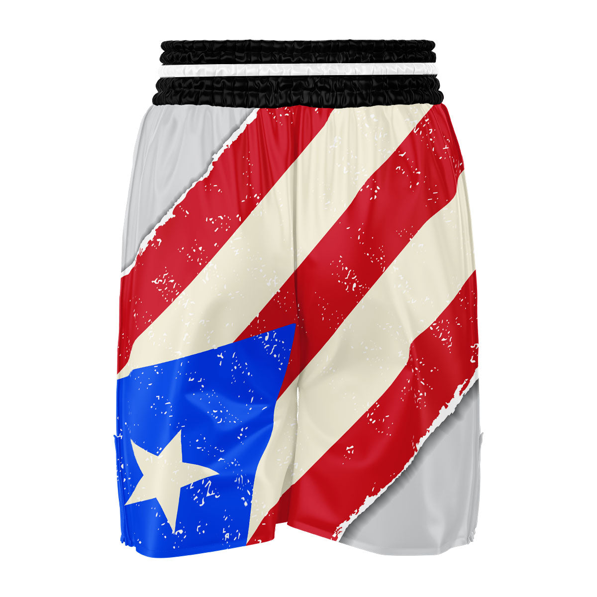 Puerto Rican Retro Flag Print Boxing Shorts-grizzshop