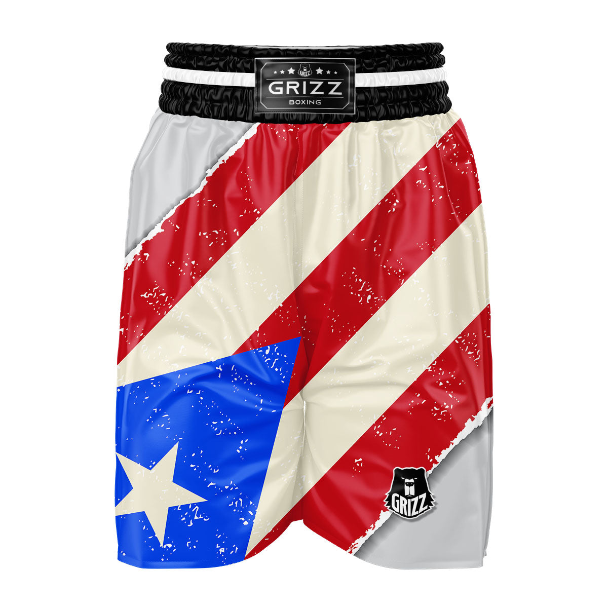 Puerto Rican Retro Flag Print Boxing Shorts-grizzshop