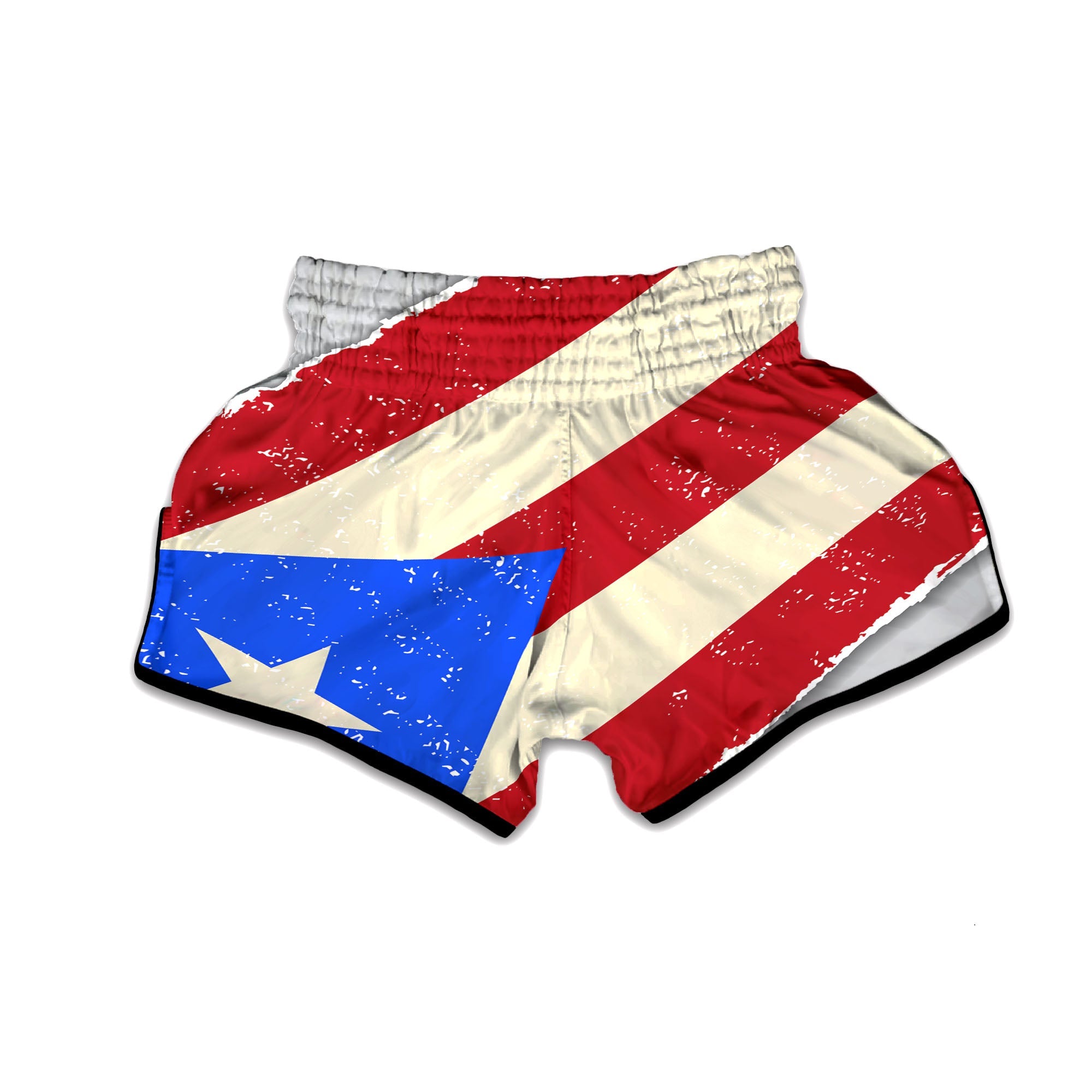 Puerto Rican Retro Flag Print Muay Thai Boxing Shorts-grizzshop