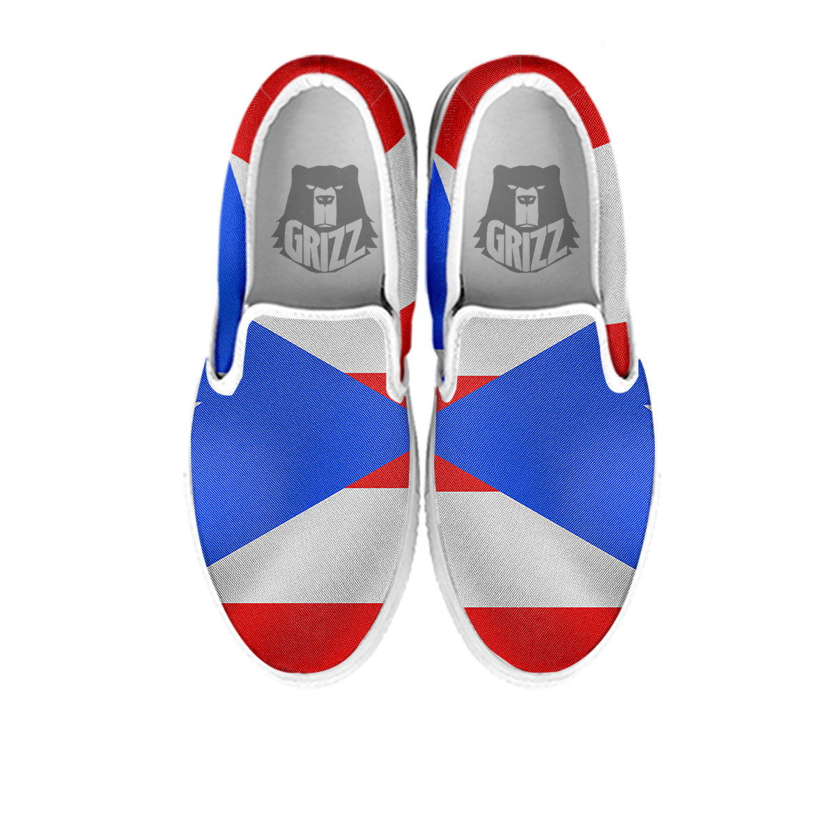 Puerto Rican Wrinkled Flag Print White Slip On Shoes-grizzshop