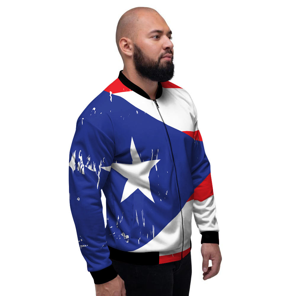 Puerto Rico Flag Print Men's Bomber Jacket-grizzshop