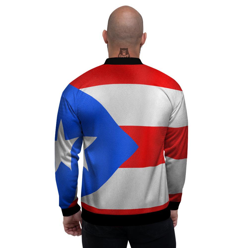 Puerto Rican Wrinkled Flag Print Men's Bomber Jacket-grizzshop