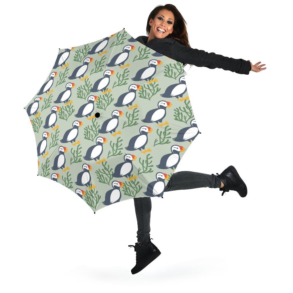 Puffin Cute Pattern Print Automatic Foldable Umbrella-grizzshop