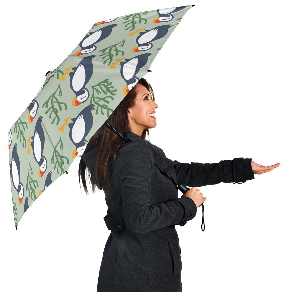Puffin Cute Pattern Print Automatic Foldable Umbrella-grizzshop