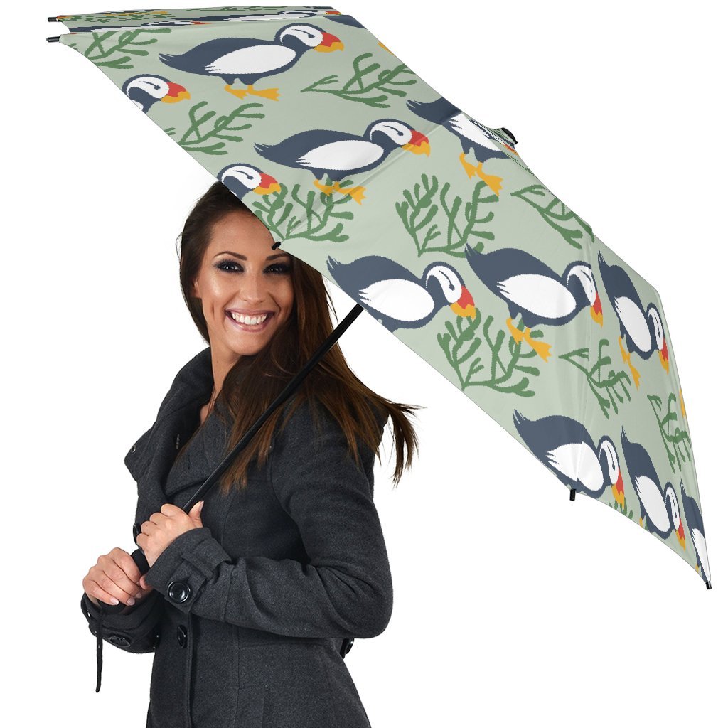 Puffin Cute Pattern Print Automatic Foldable Umbrella-grizzshop