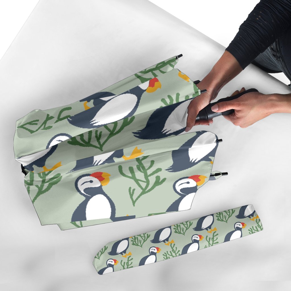 Puffin Cute Pattern Print Automatic Foldable Umbrella-grizzshop