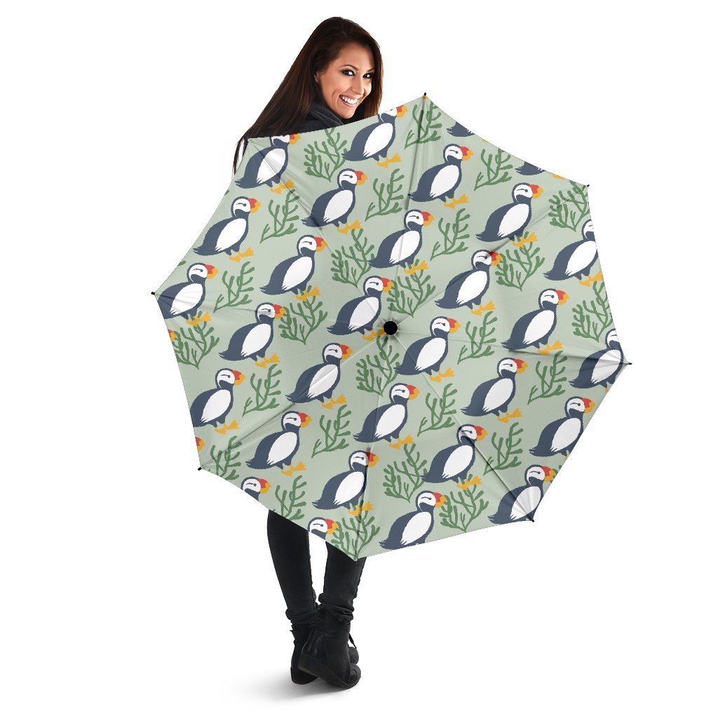 Puffin Cute Pattern Print Automatic Foldable Umbrella-grizzshop