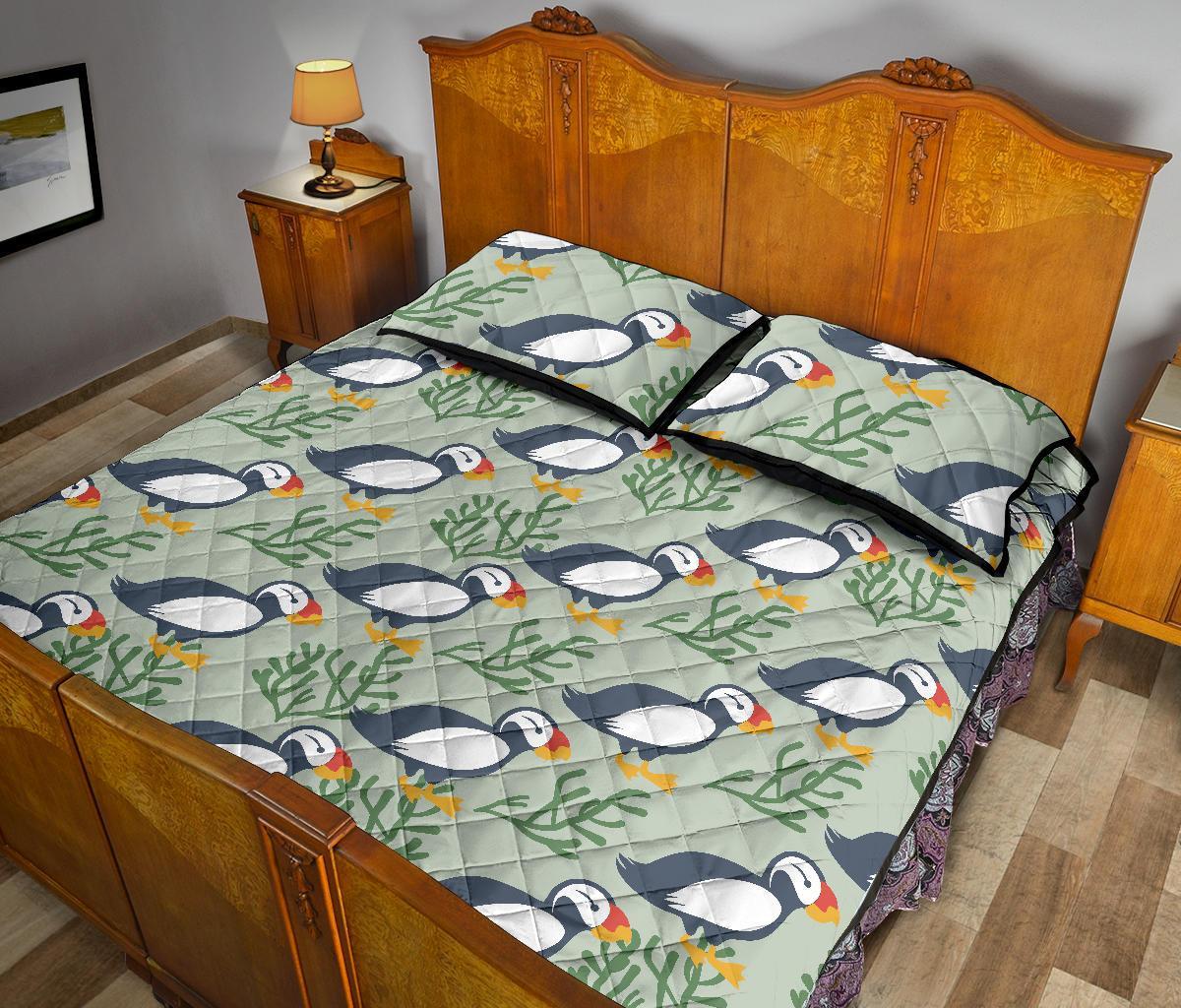 Puffin Cute Pattern Print Bed Set Quilt-grizzshop