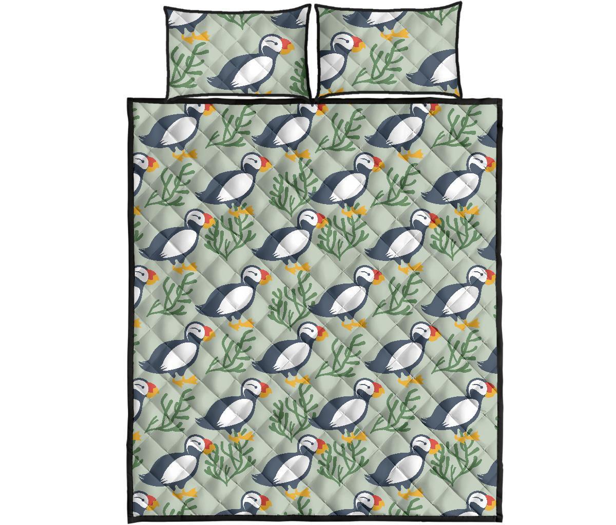 Puffin Cute Pattern Print Bed Set Quilt-grizzshop