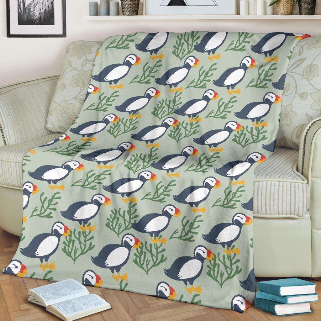 Puffin Cute Pattern Print Blanket-grizzshop