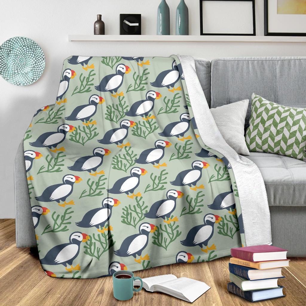 Puffin Cute Pattern Print Blanket-grizzshop