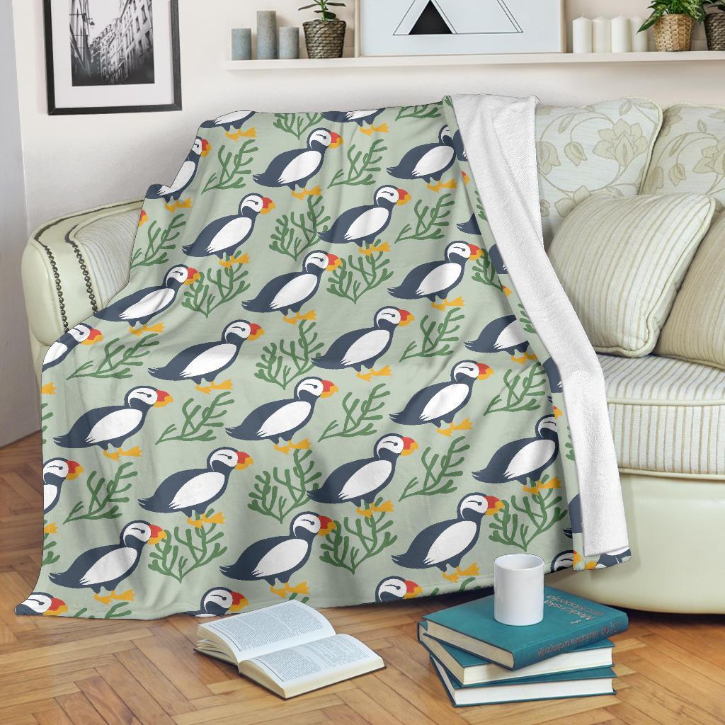 Puffin Cute Pattern Print Blanket-grizzshop
