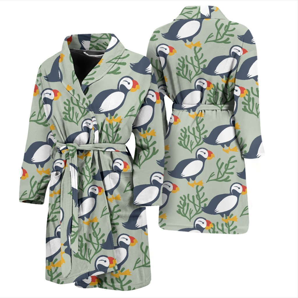 Puffin Cute Pattern Print Men Long Robe-grizzshop