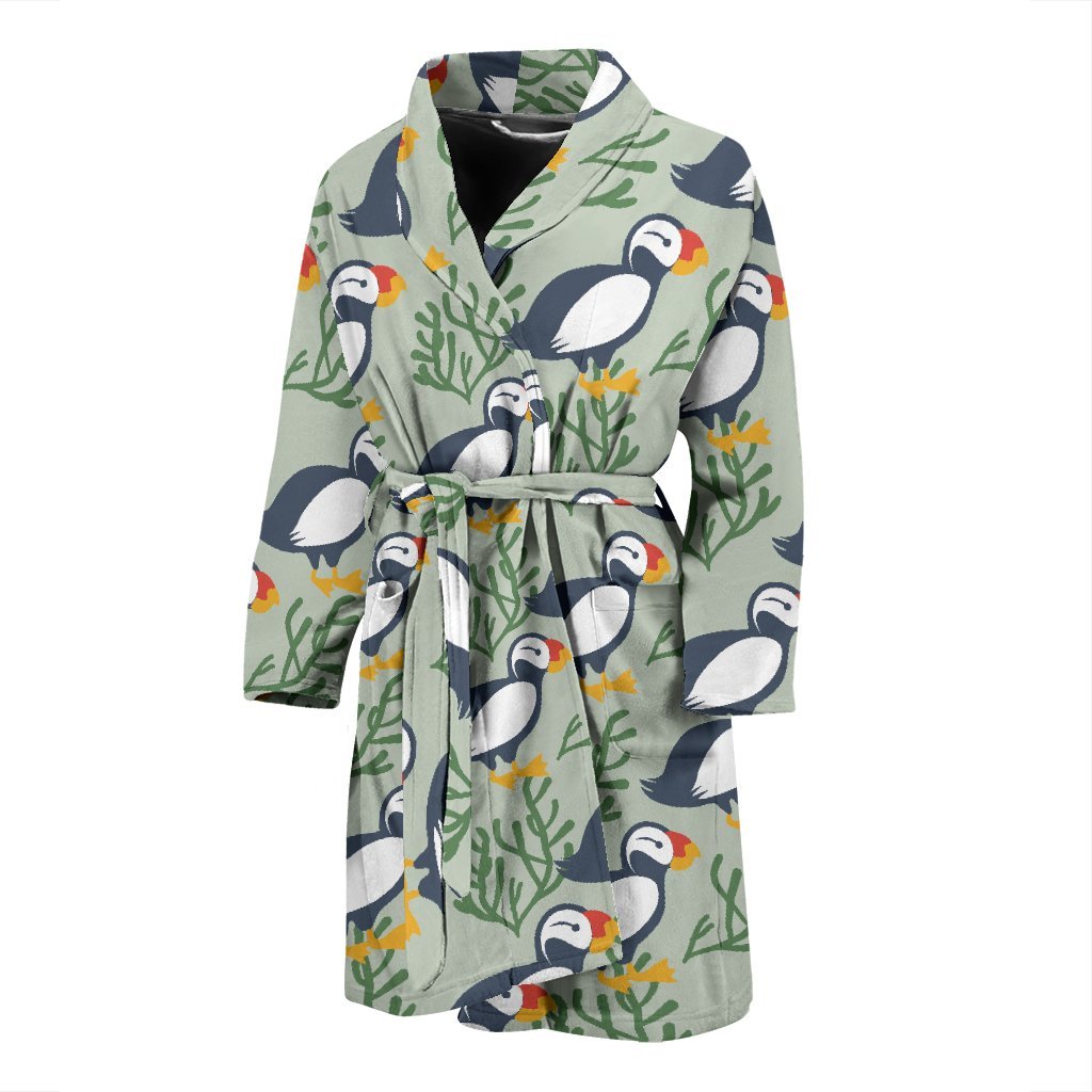 Puffin Cute Pattern Print Men Long Robe-grizzshop