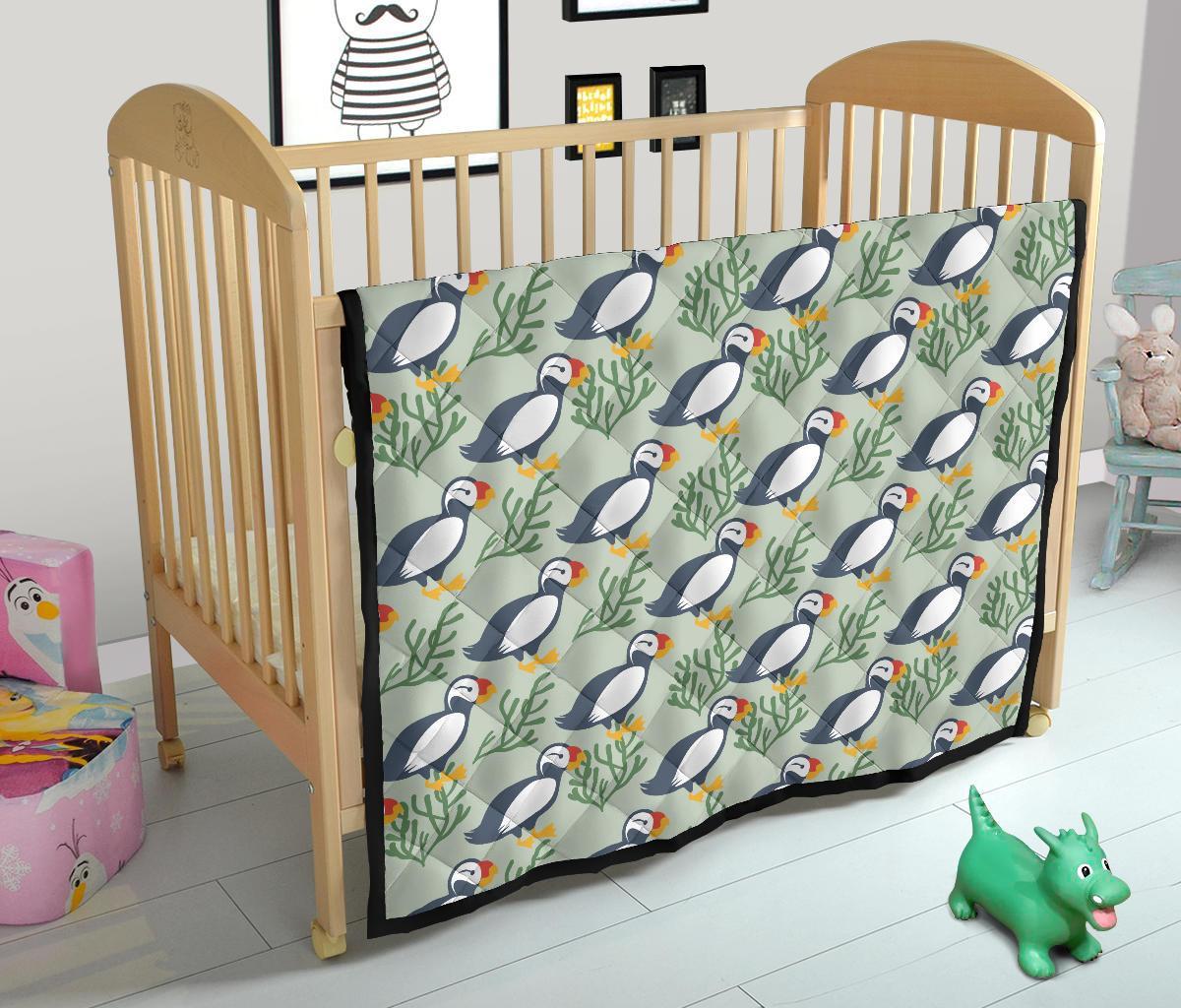Puffin Cute Pattern Print Quilt-grizzshop