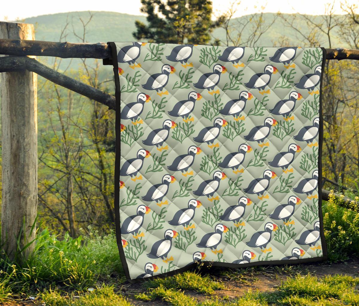 Puffin Cute Pattern Print Quilt-grizzshop