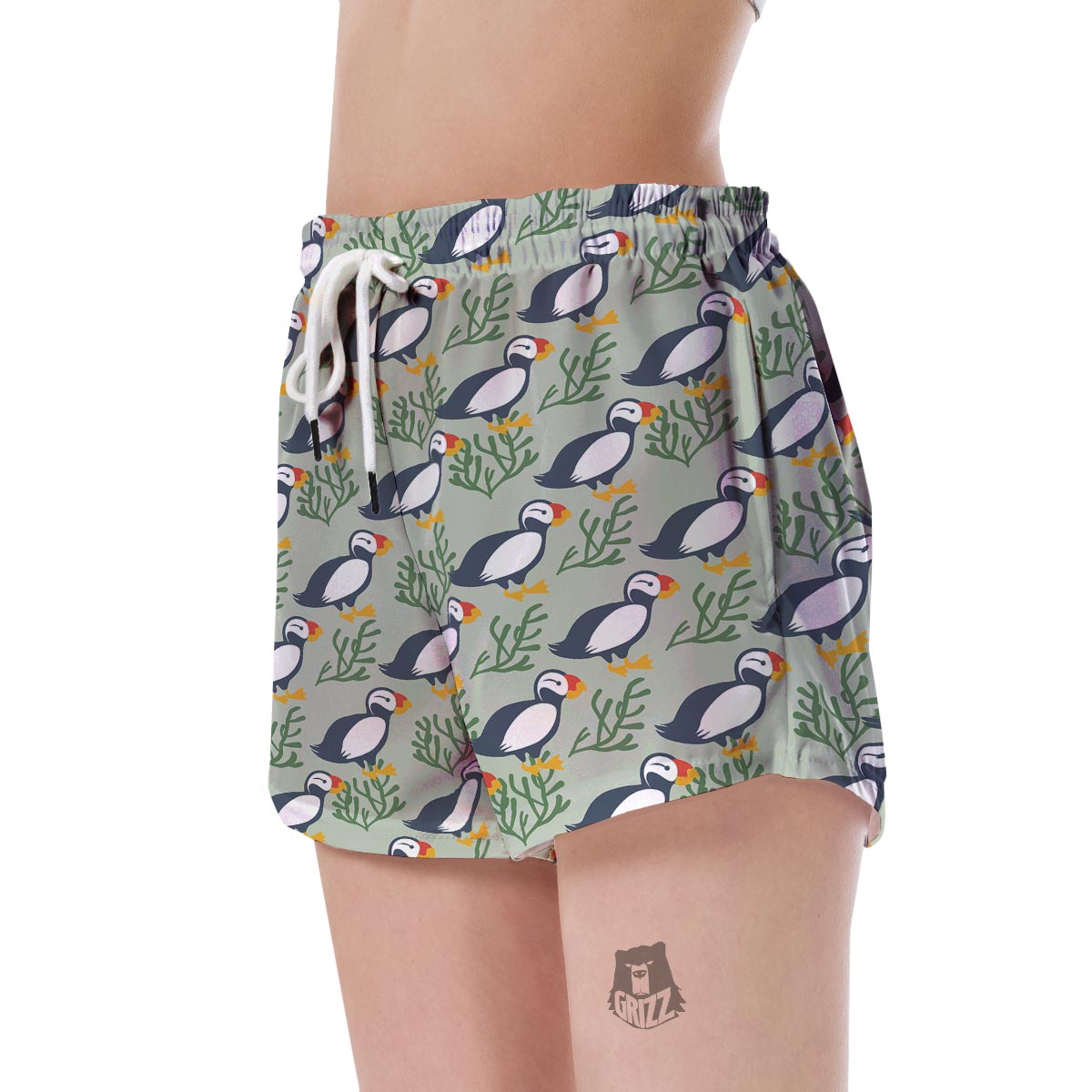 Puffin Cute Pattern Print Women's Shorts-grizzshop