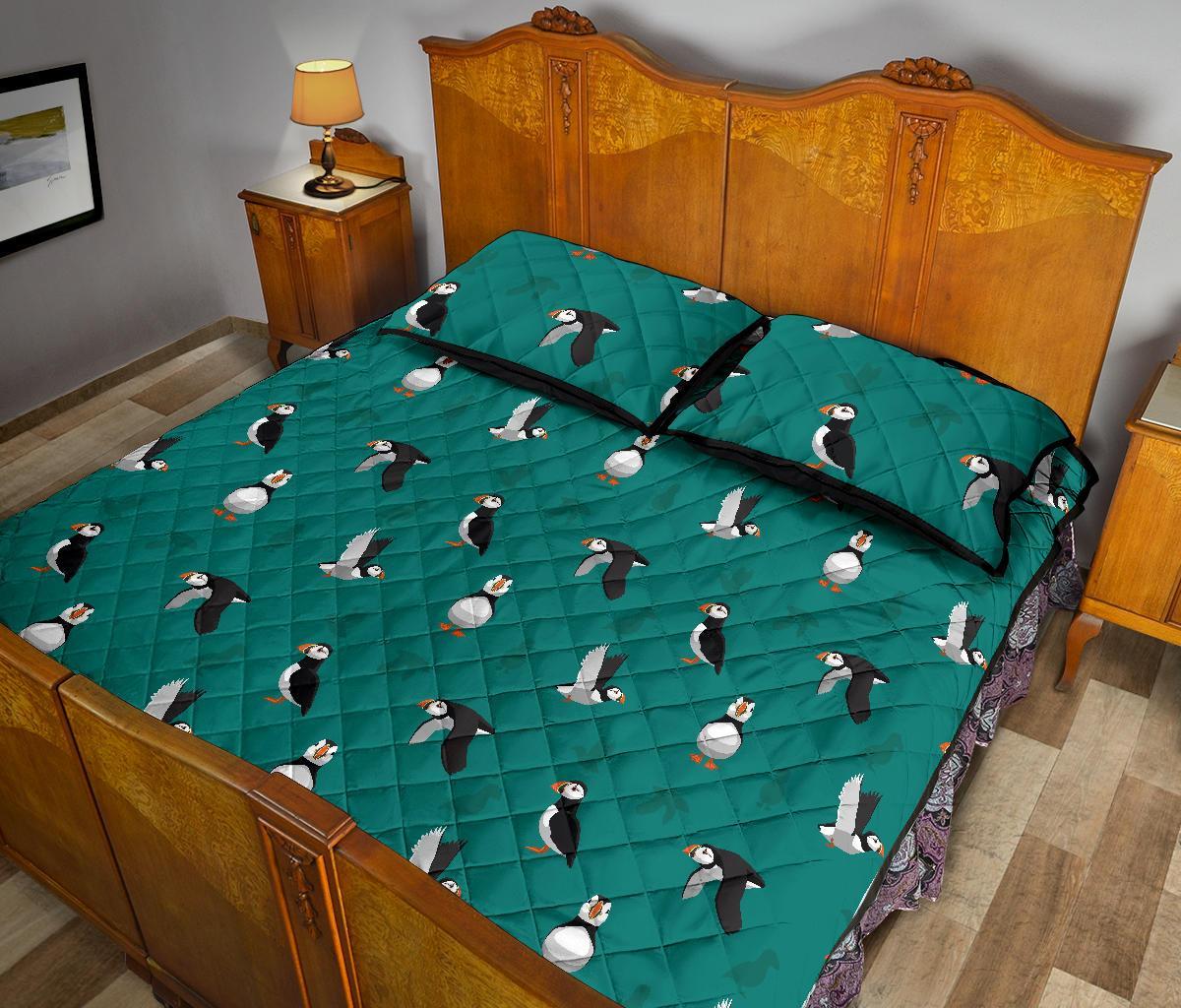 Puffin Pattern Print Bed Set Quilt-grizzshop