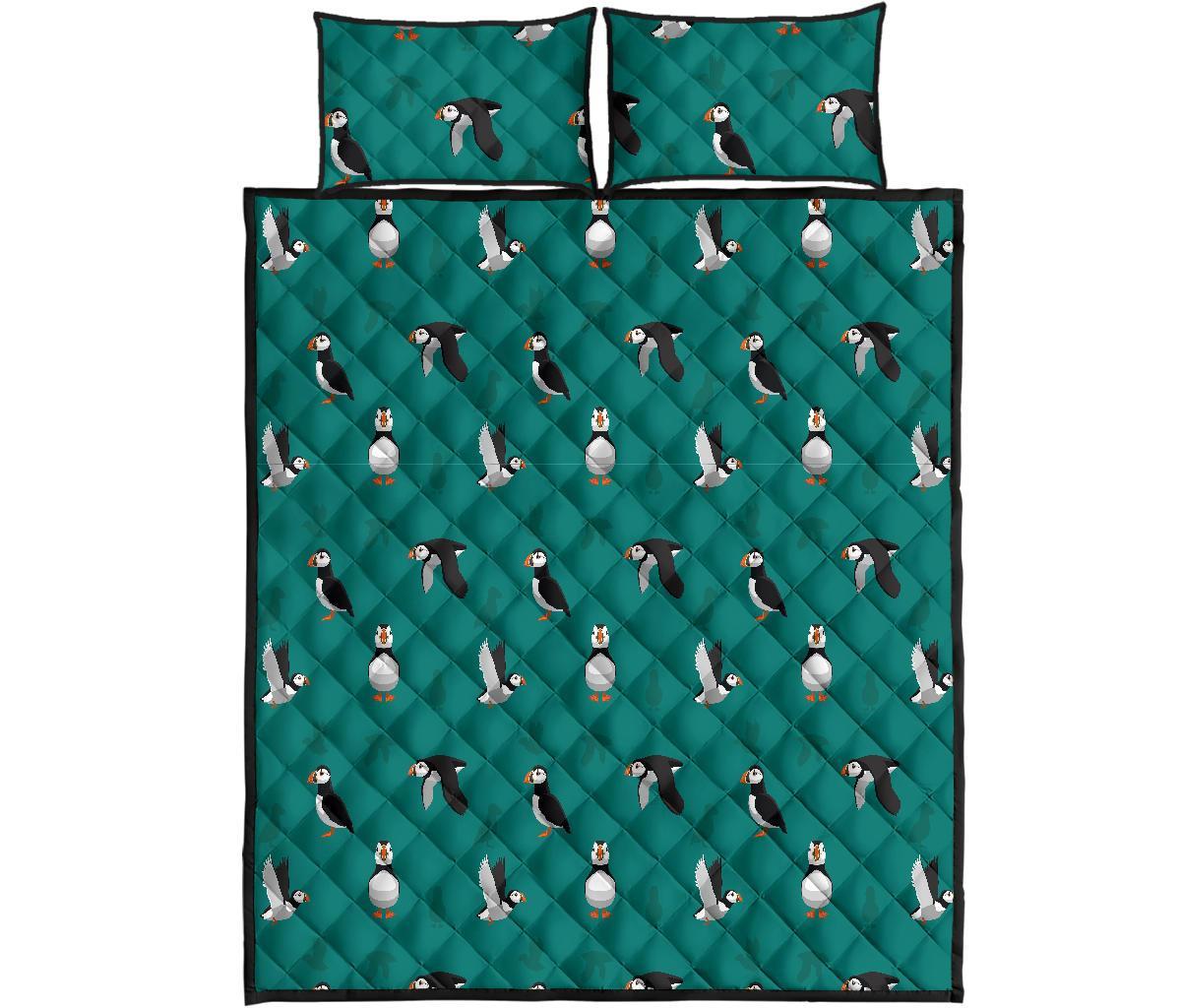 Puffin Pattern Print Bed Set Quilt-grizzshop