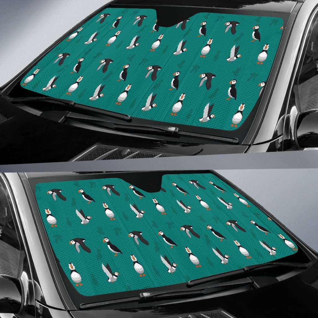 Puffin Pattern Print Car Sun Shade-grizzshop