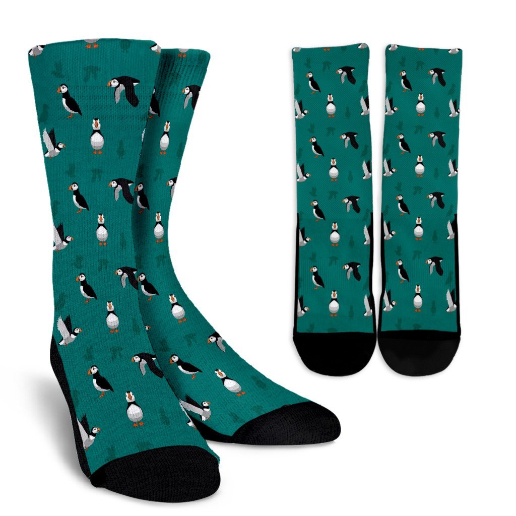 Puffin Pattern Print Unisex Crew Socks-grizzshop