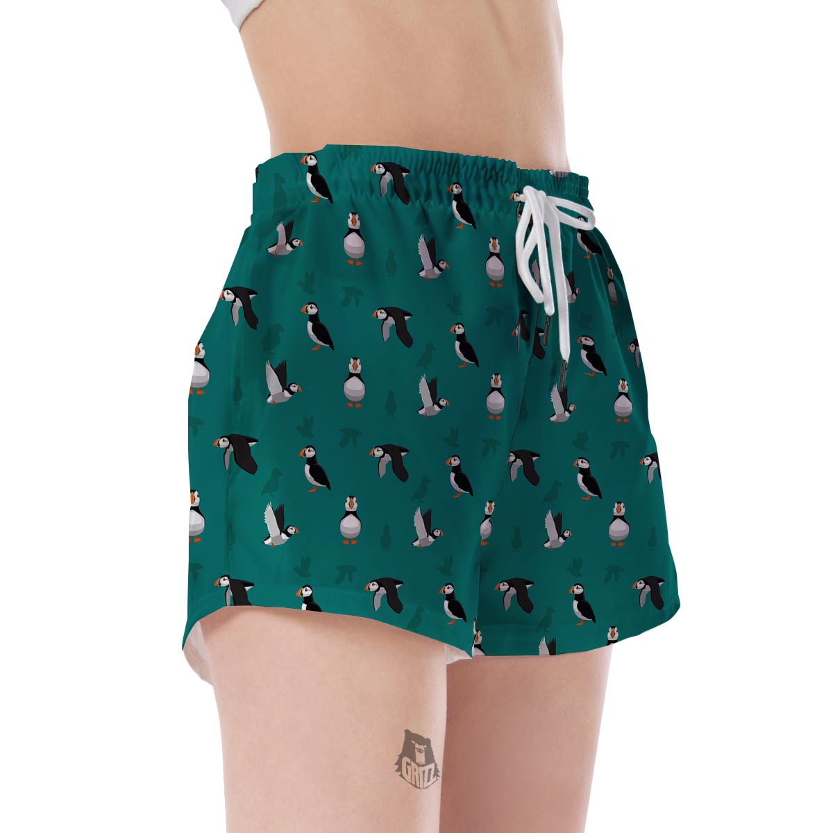Puffin Pattern Print Women's Shorts-grizzshop