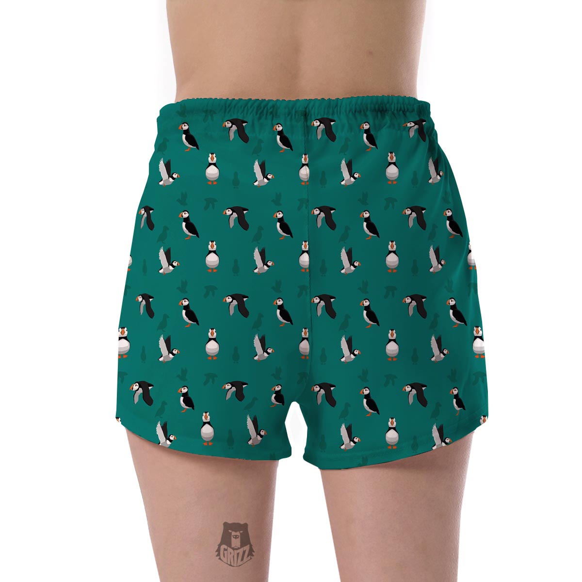 Puffin Pattern Print Women's Shorts-grizzshop