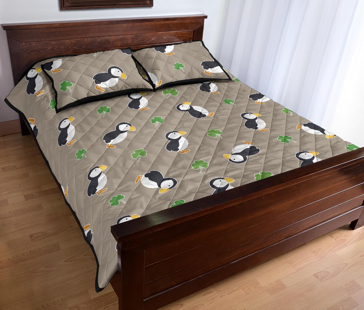 Puffin Print Pattern Bed Set Quilt-grizzshop