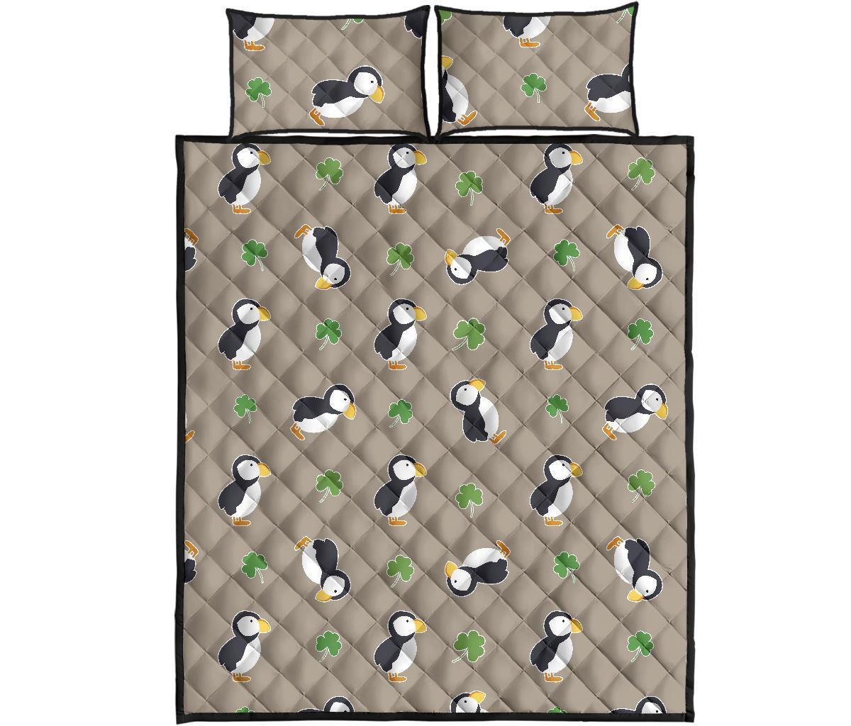Puffin Print Pattern Bed Set Quilt-grizzshop