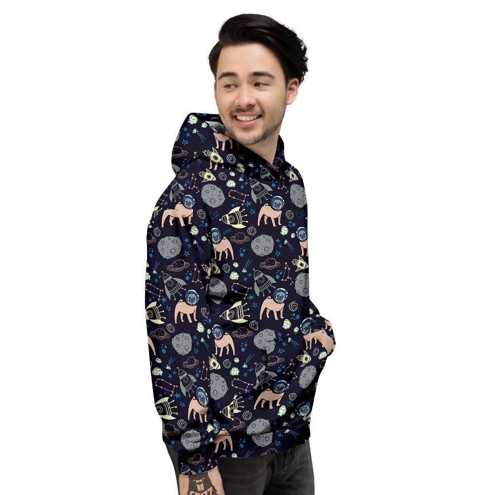 Pug And Astronaut In The Space Print Pattern Men's Hoodie-grizzshop