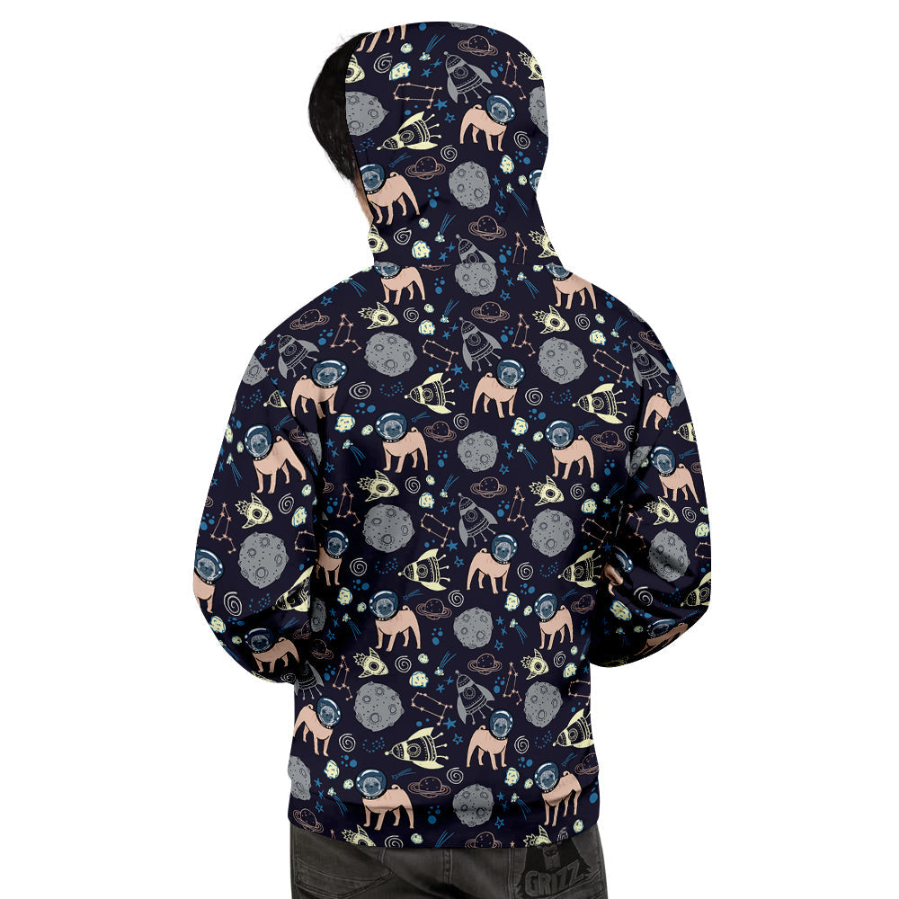 Pug And Astronaut In The Space Print Pattern Men's Hoodie-grizzshop