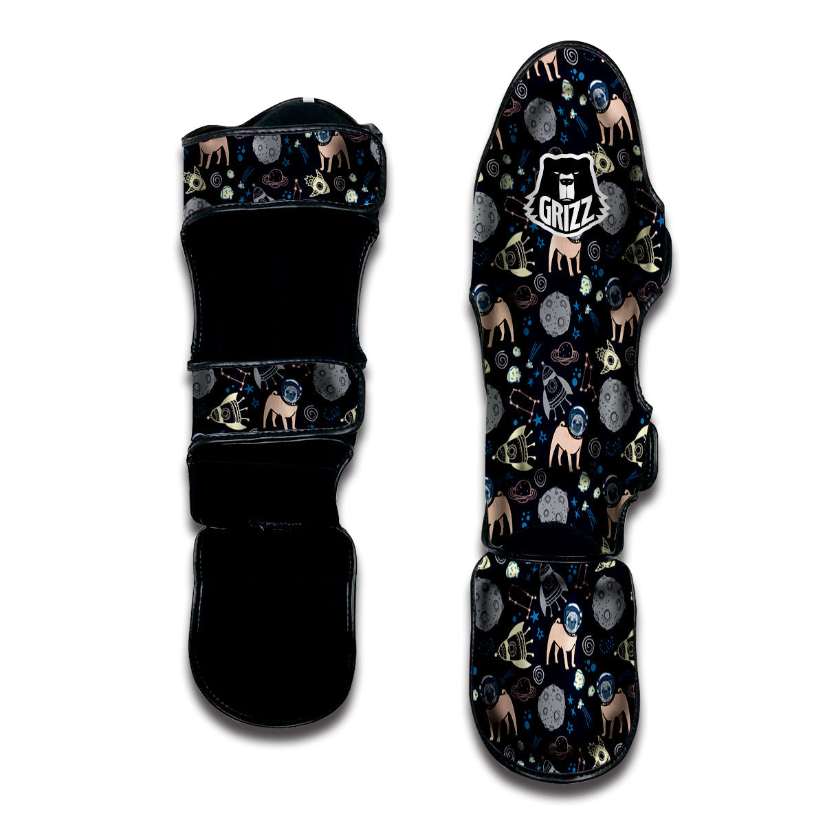 Pug And Astronaut In The Space Print Pattern Muay Thai Shin Guards-grizzshop
