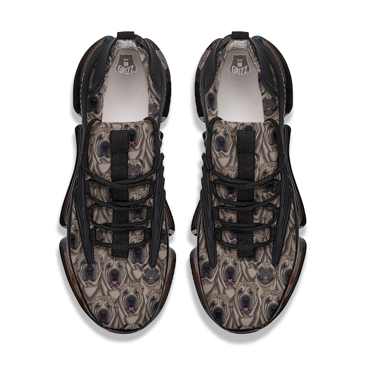 Pug And Shar Pei Print Pattern Black Gym Shoes-grizzshop