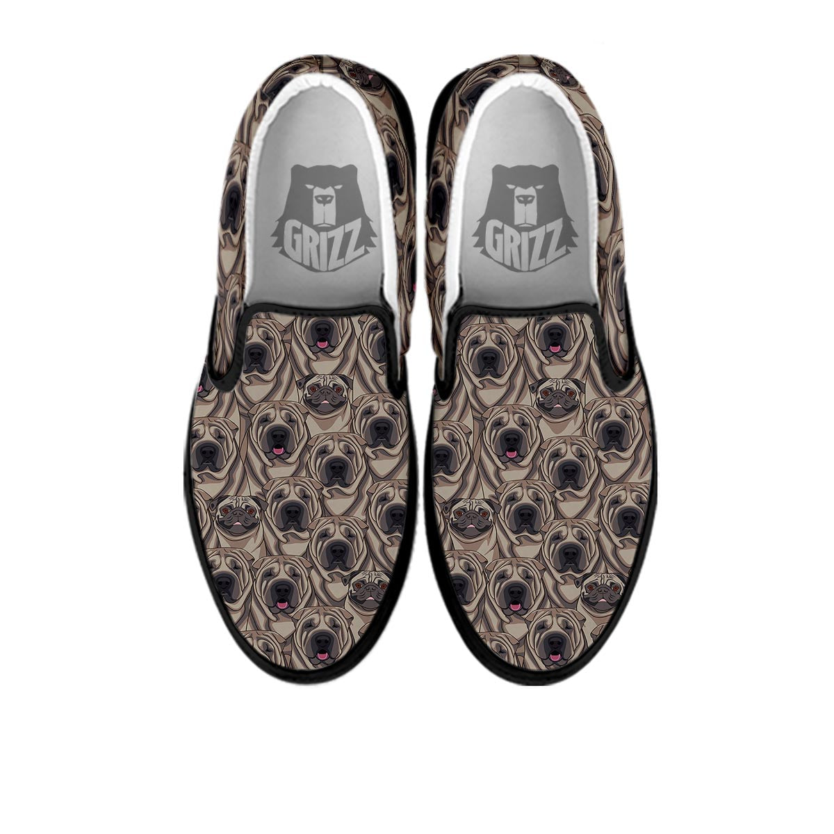 Pug And Shar Pei Print Pattern Black Slip On Shoes-grizzshop