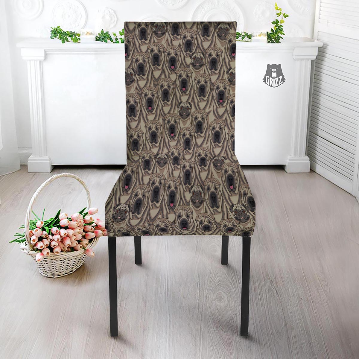 Pug And Shar Pei Print Pattern Dining Chair Slipcover-grizzshop