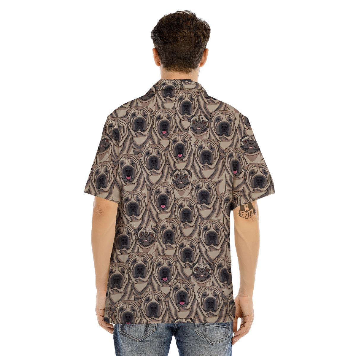 Pug And Shar Pei Print Pattern Men's Hawaiian Shirt-grizzshop