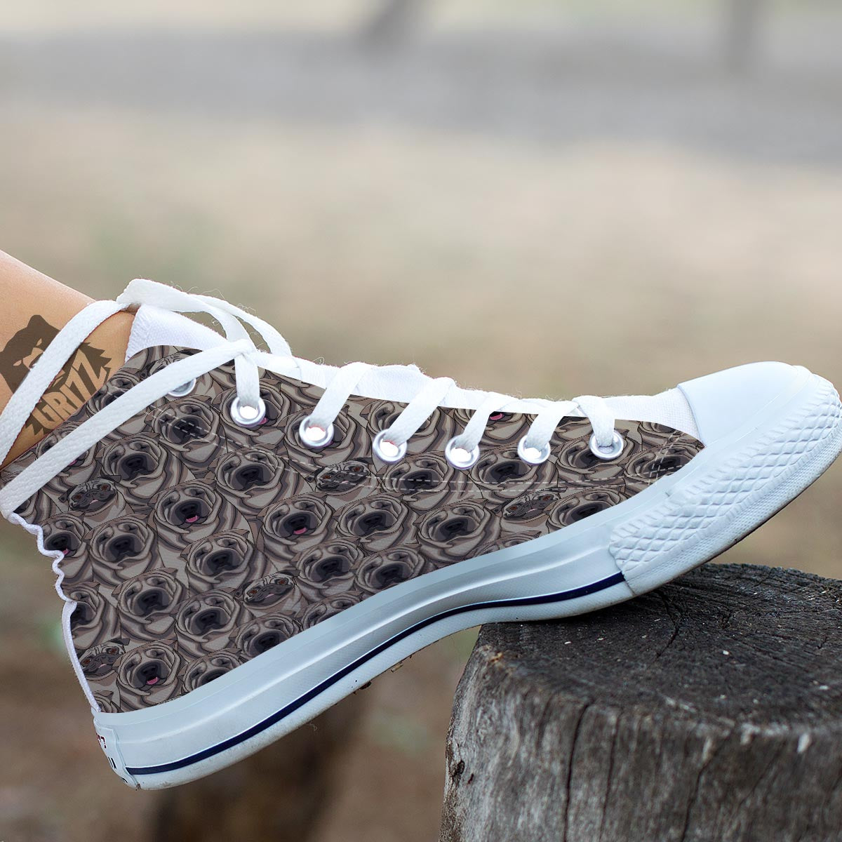 Pug And Shar Pei Print Pattern White High Top Shoes-grizzshop