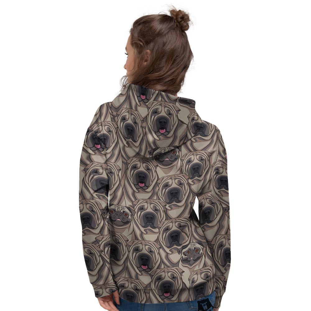 Pug And Shar Pei Print Pattern Women's Hoodie-grizzshop