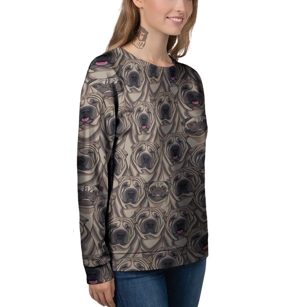 Pug And Shar Pei Print Pattern Women's Sweatshirt-grizzshop