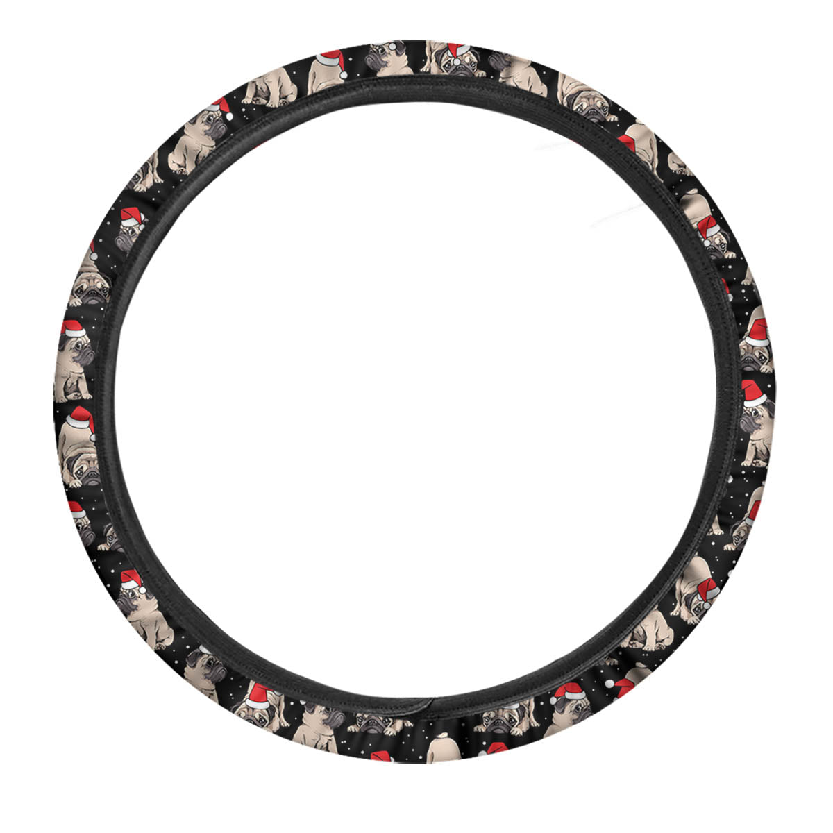 Pug Christmas Santa Print Pattern Car Steering Wheel Cover-grizzshop